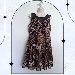 Mint Sequin Hearts Animal Print Dress, Size Large (Juniors)